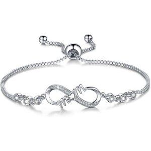 Infinity Love Bracelet Women Mom Adjustable Zirconia Jewelry Gift Her